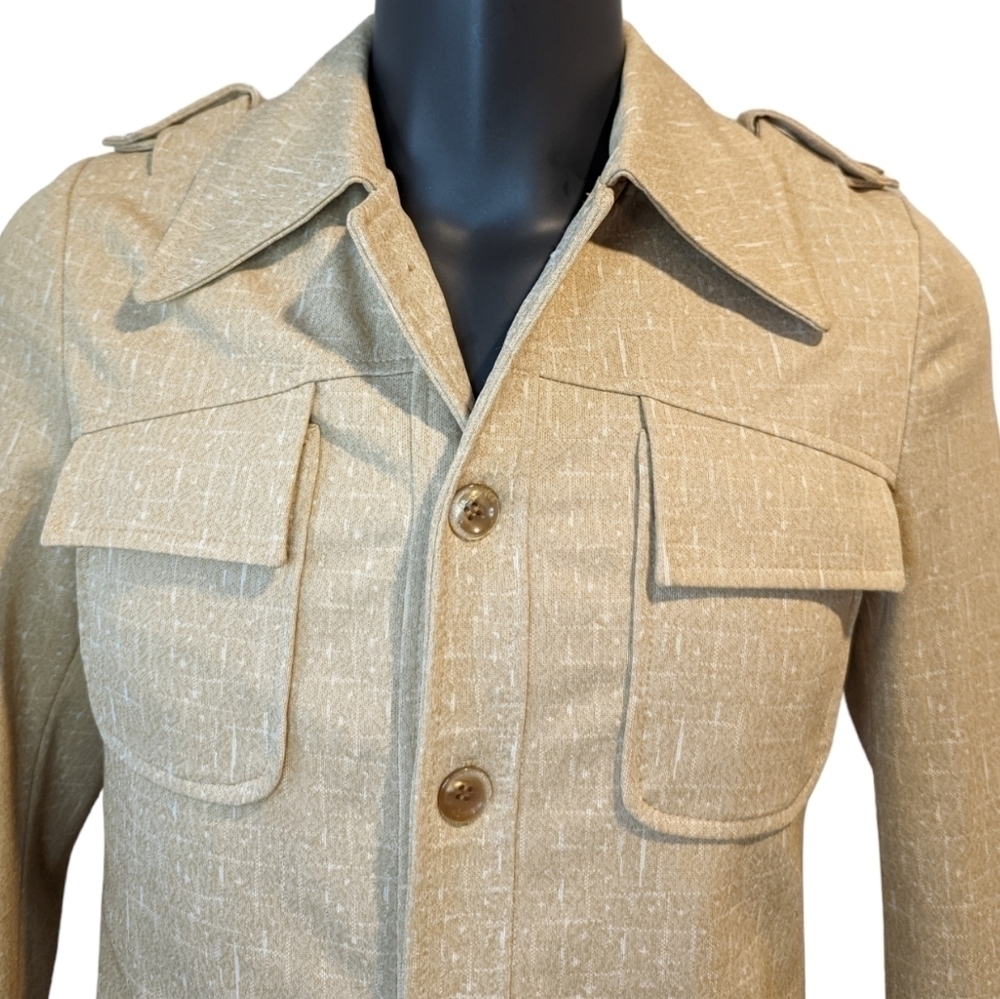 Vintage 70’s polyester tan jacket sz 38